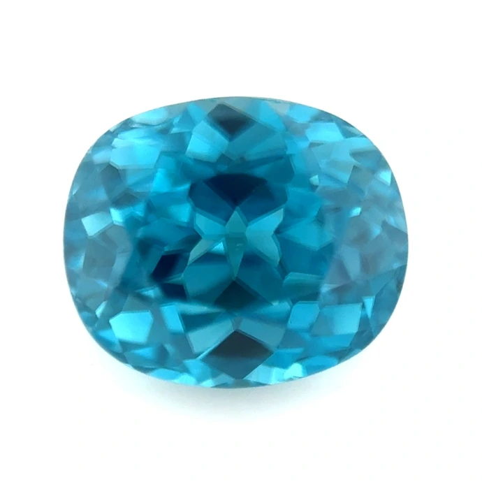 A cushion cut Blue Zircon